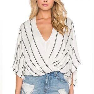 Free People High Low Striped Surplice Top